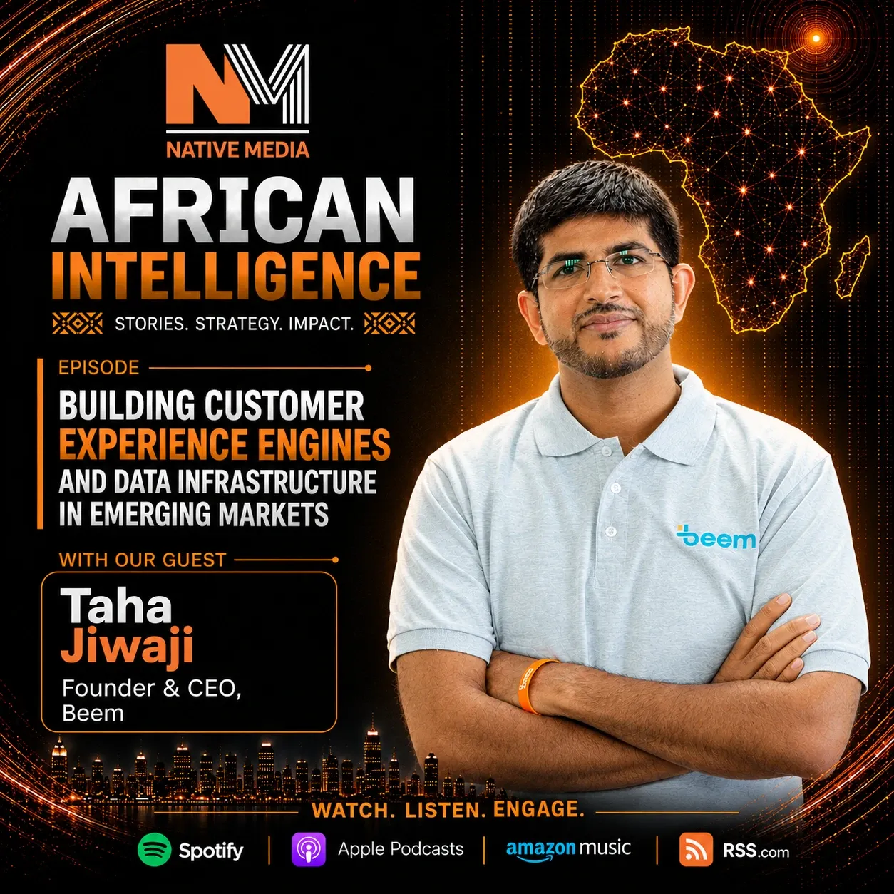 African Intelligence episode artwork featuring guest Taha Jiwaji, Founder and CEO of Beem